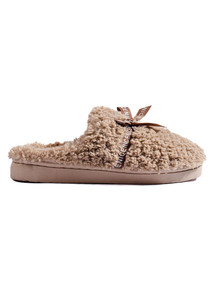 Pantofole beige con fiocco