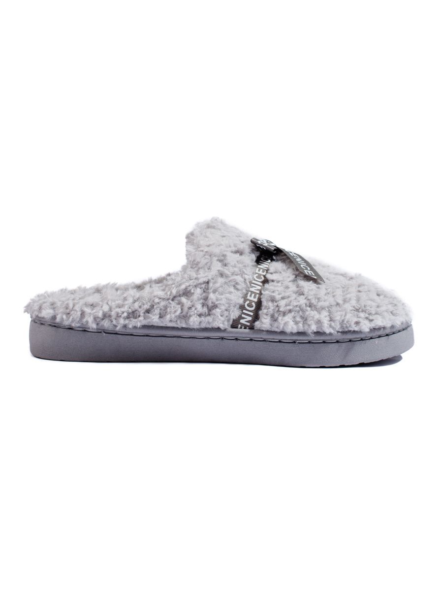 Pantofole grigie con fiocco