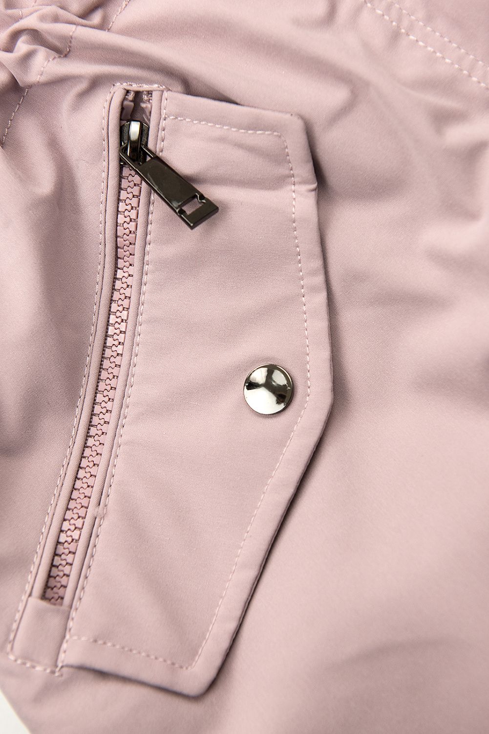 Parka rosa chiaro con bordo in pelliccia rimovibile