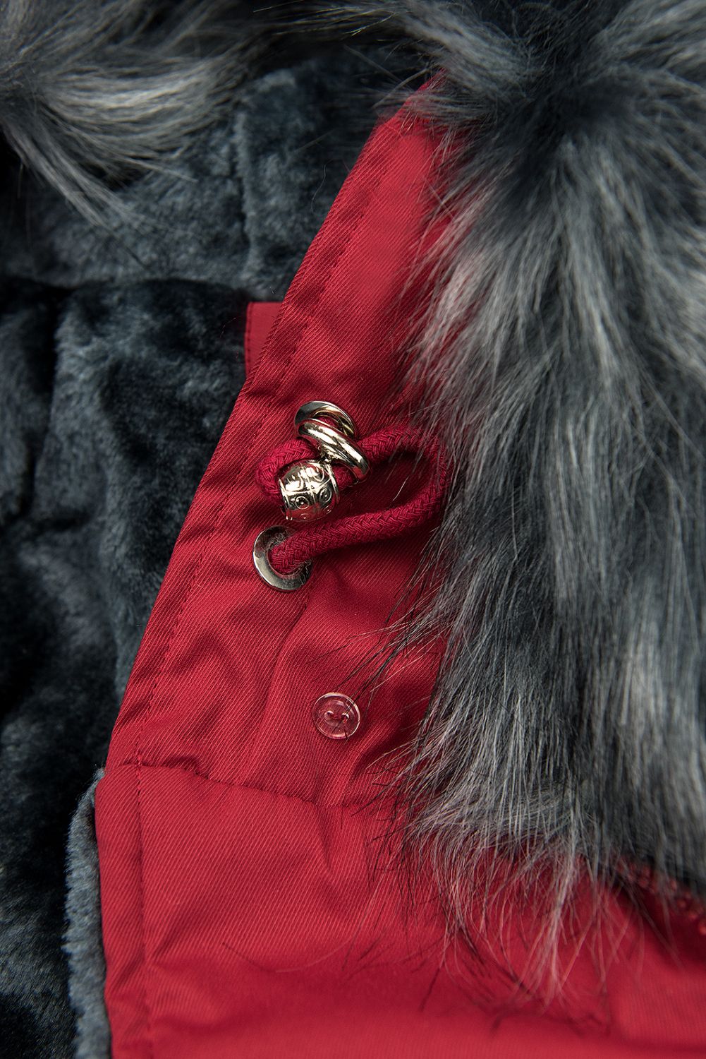 Parka invernale rosso bordeaux-grigio