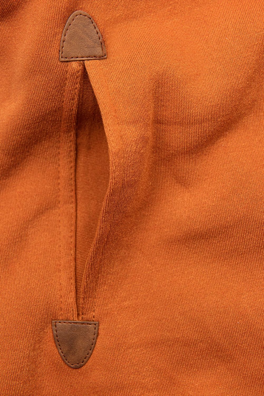 Felpa lunga terracotta con cappuccio a quadri