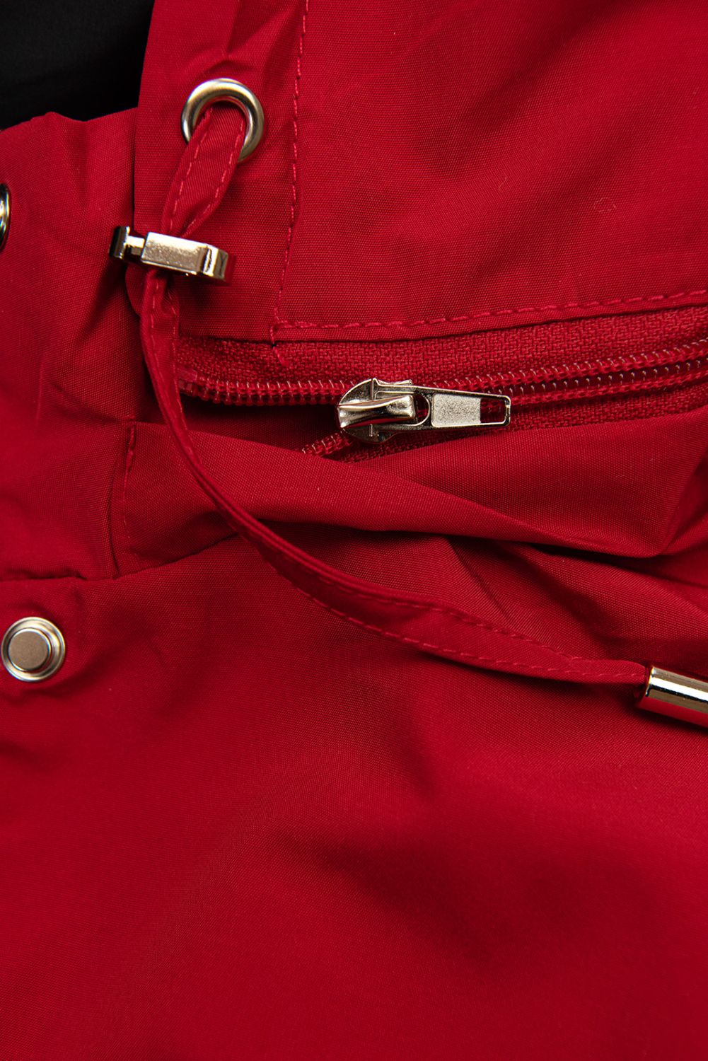 Parka doppia faccia di transizione con cappuccio rosso/nero