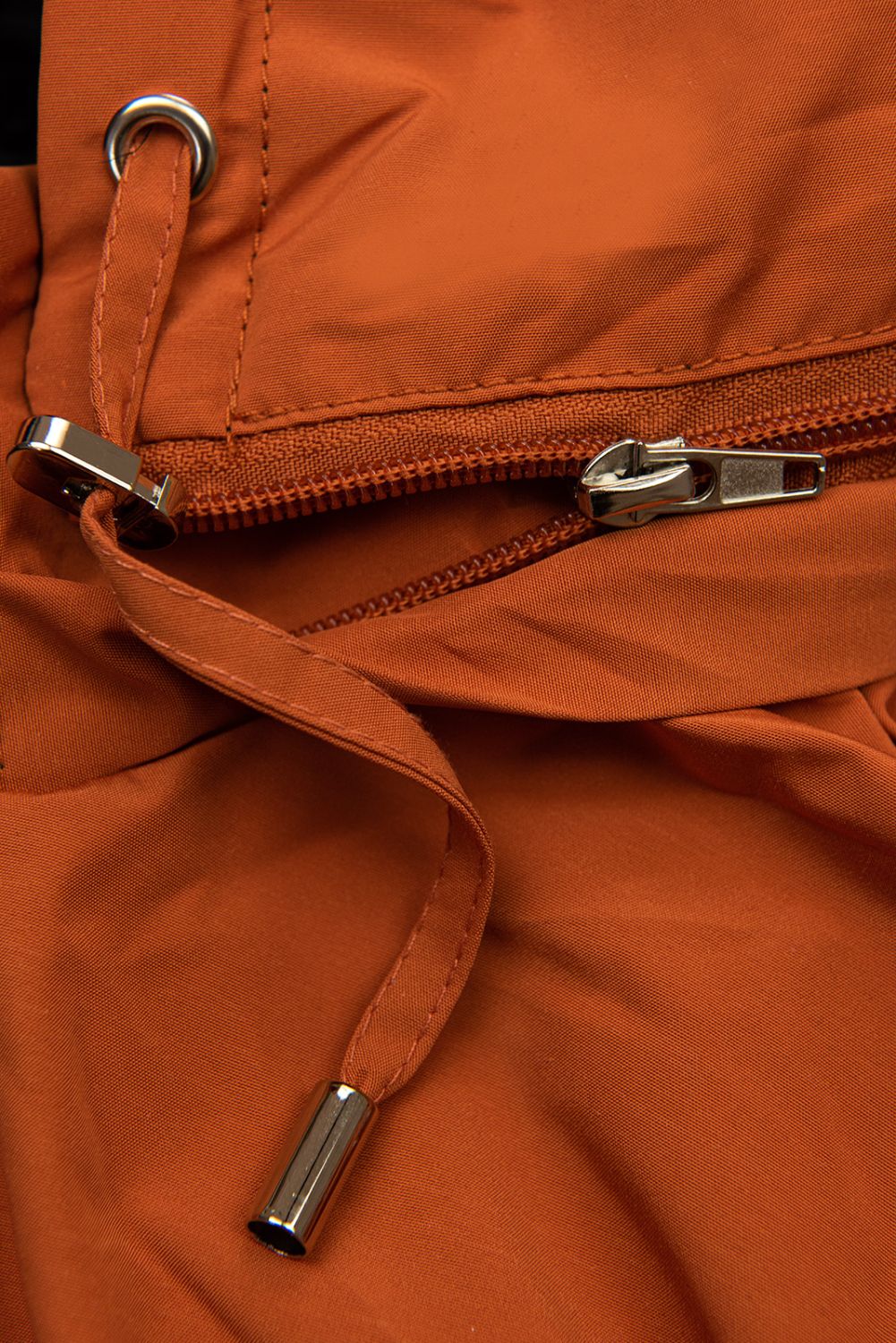 Parka doppia faccia di transizione con cappuccio terracotta/nero