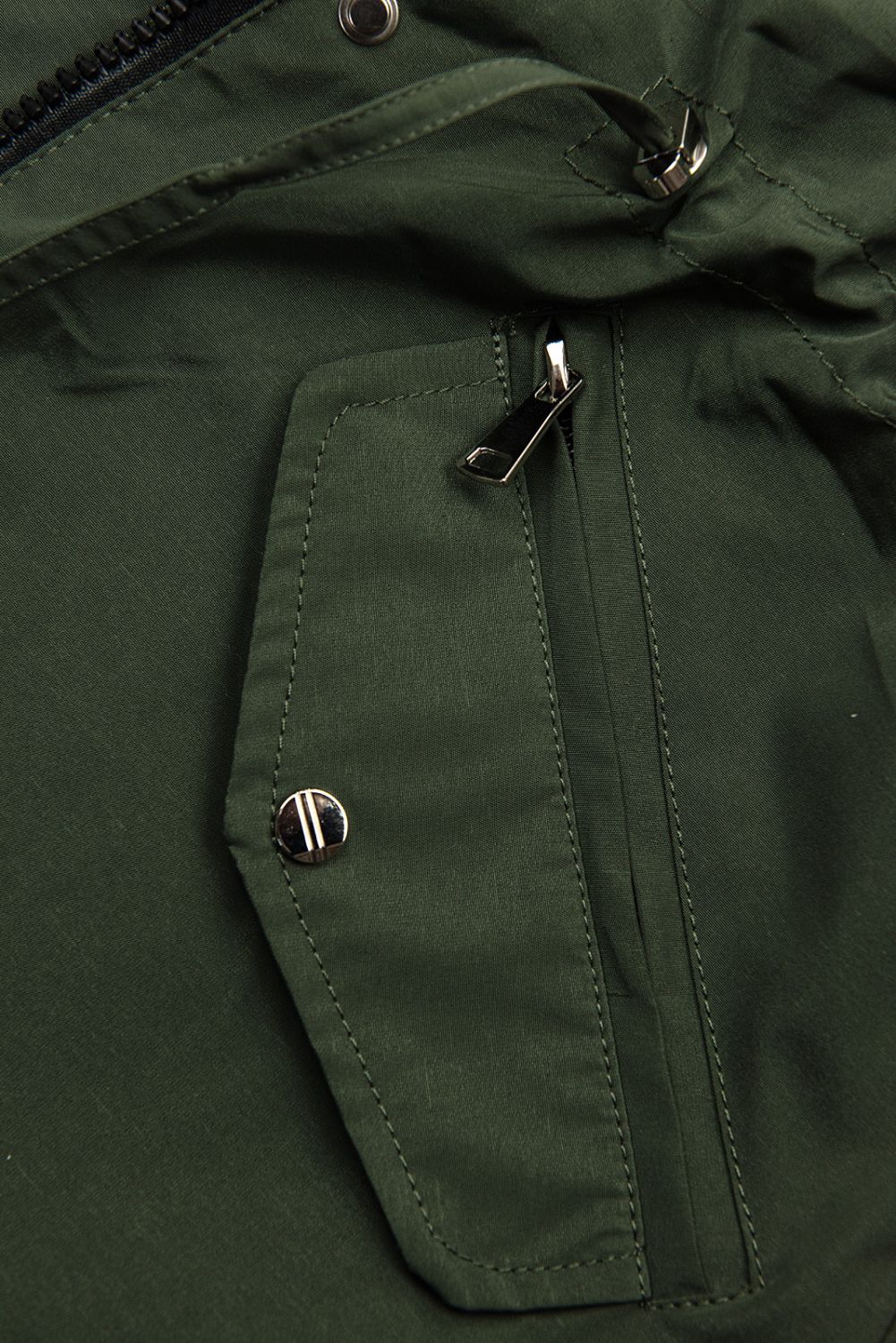 Parka doppia faccia di transizione con cappuccio kaki/nero