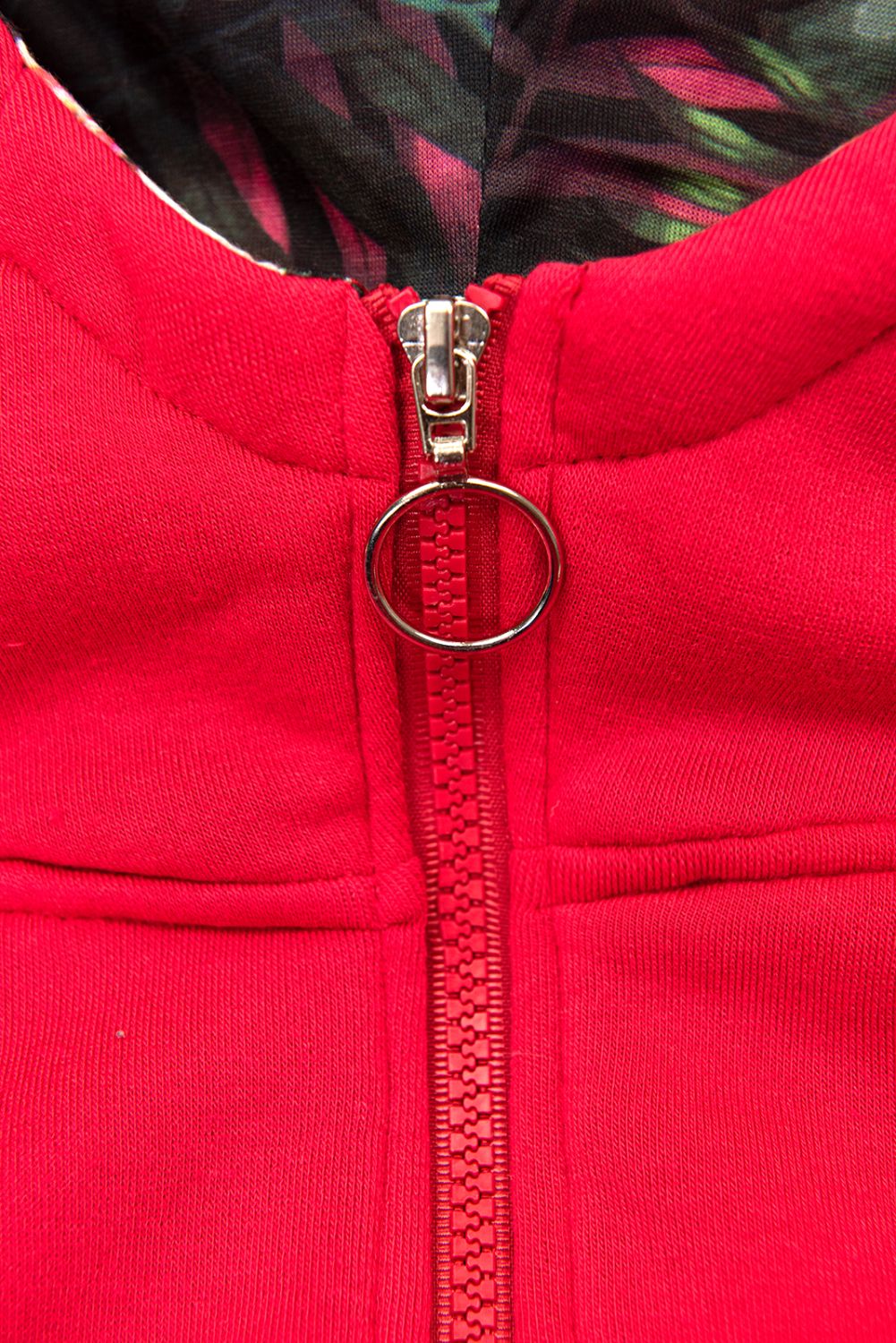 Tuta con cappuccio floreale rossa