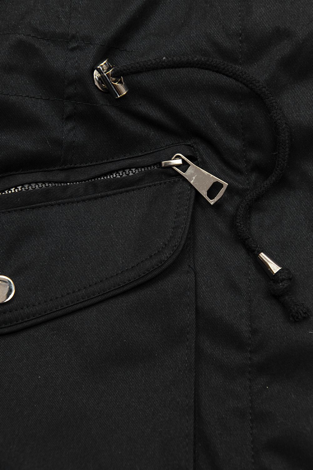 Parka nero con fodera rimovibile e pelliccia