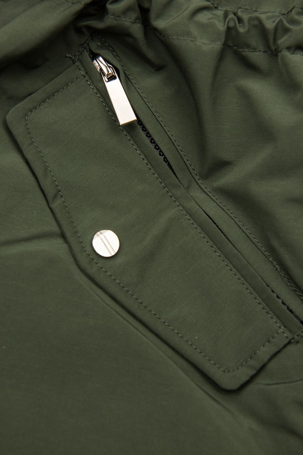 Parka kaki invernale con fodera beige