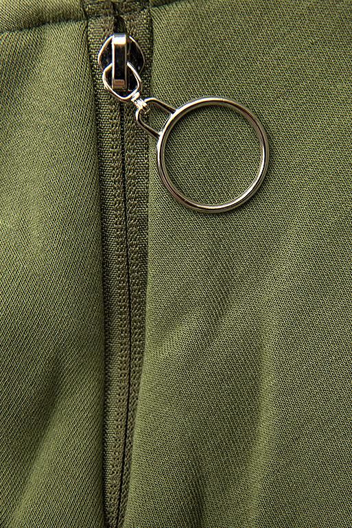 Felpa lunga verde kaki con cappuccio