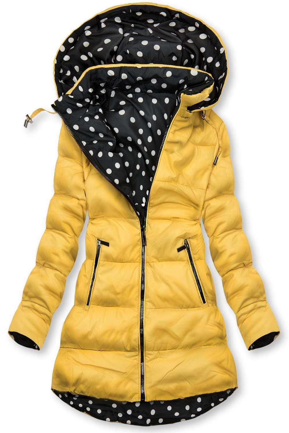 Giacca reversibile gialla/a pois
