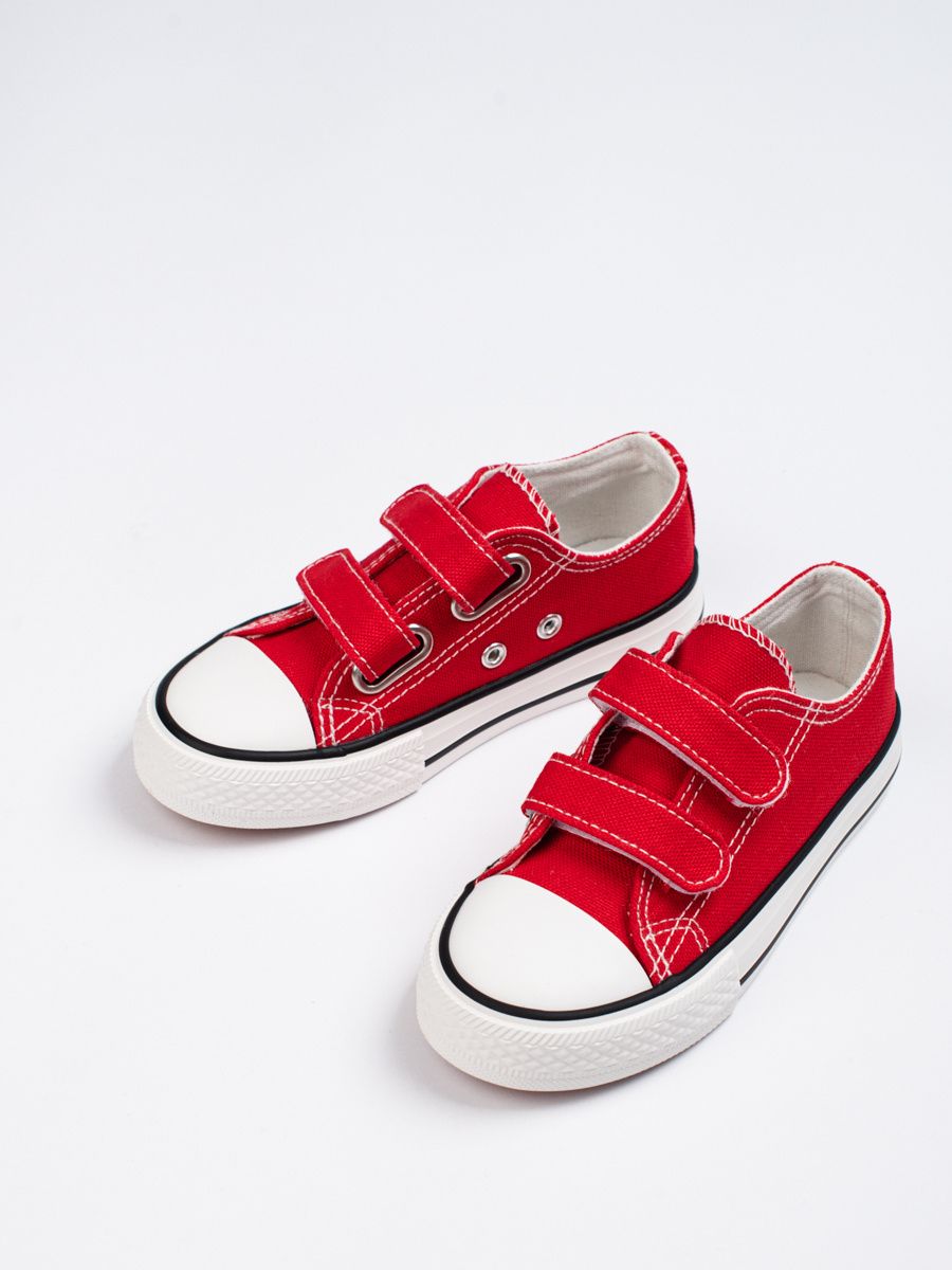 Sneakers rosse da bambini con velcro