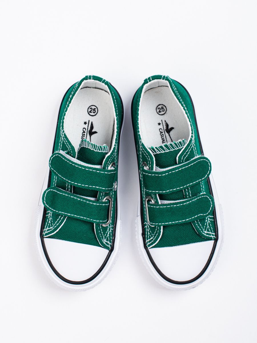 Sneakers verde scuro da bambini con velcro