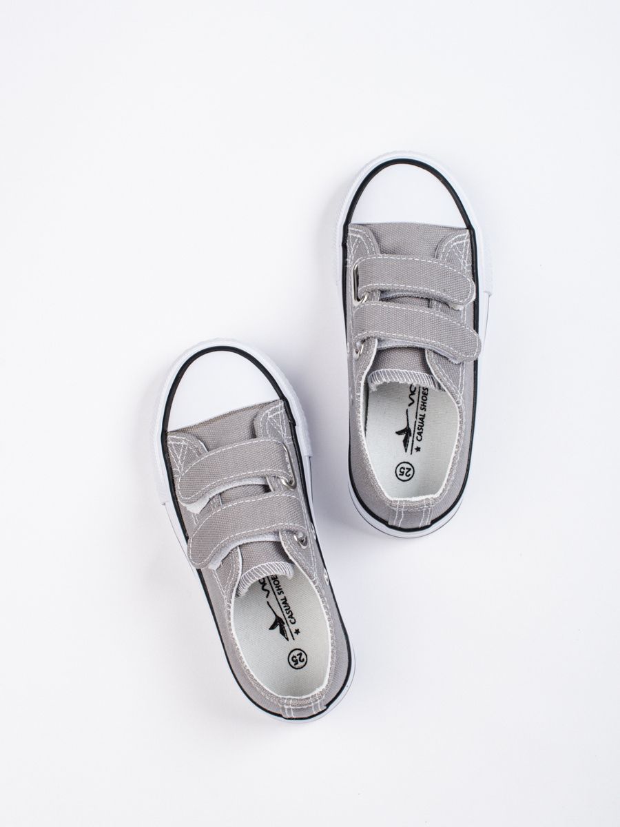 Sneakers grigie da bambini con velcro