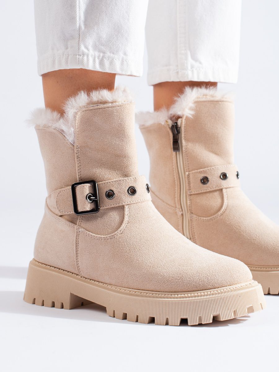 Scarpe da neve beige con fibbia