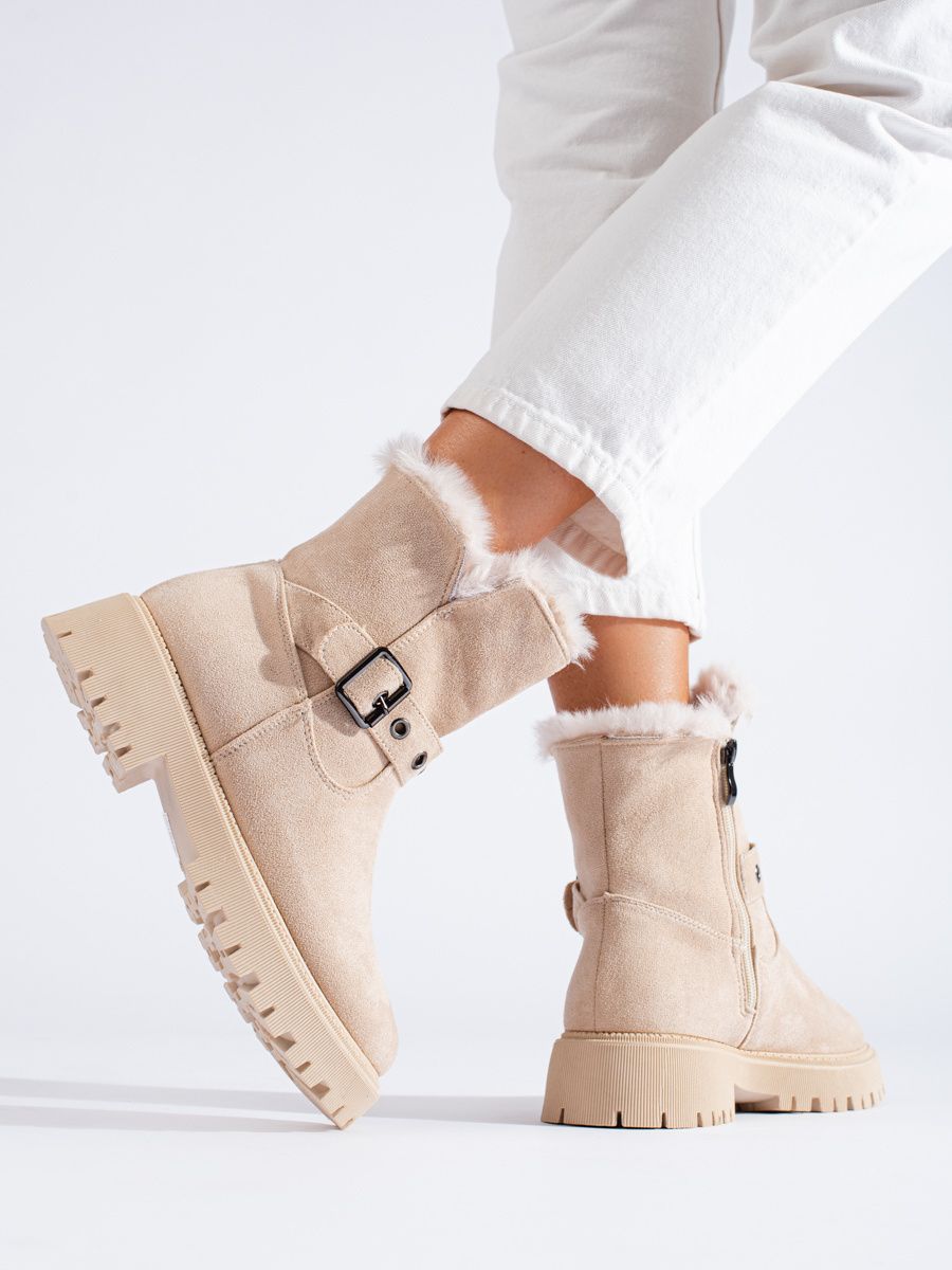 Scarpe da neve beige con fibbia