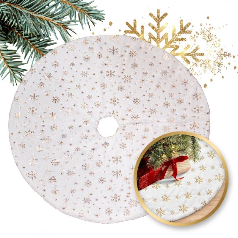 Tappeto sotto l'albero di Natale stelle bianche/dorate