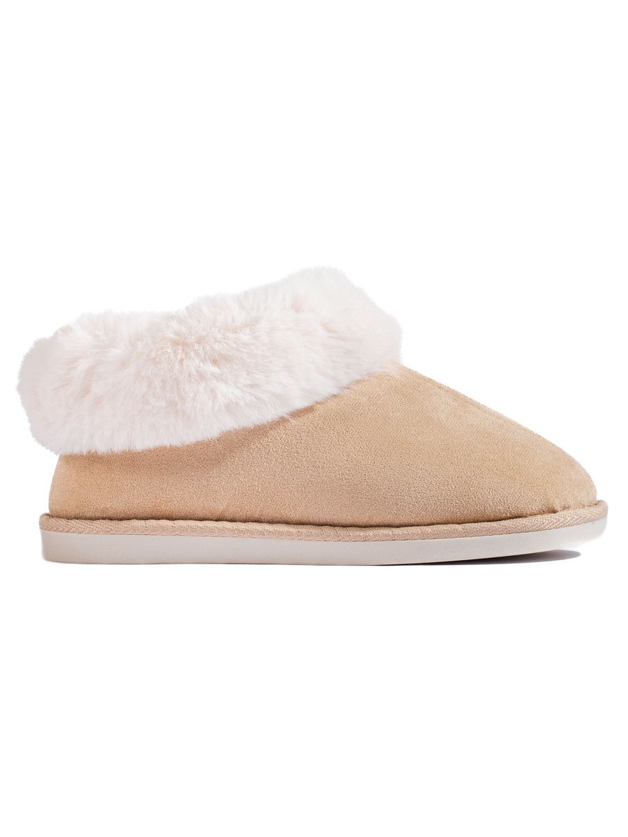 Ciabatte beige con pelliccia sintetica