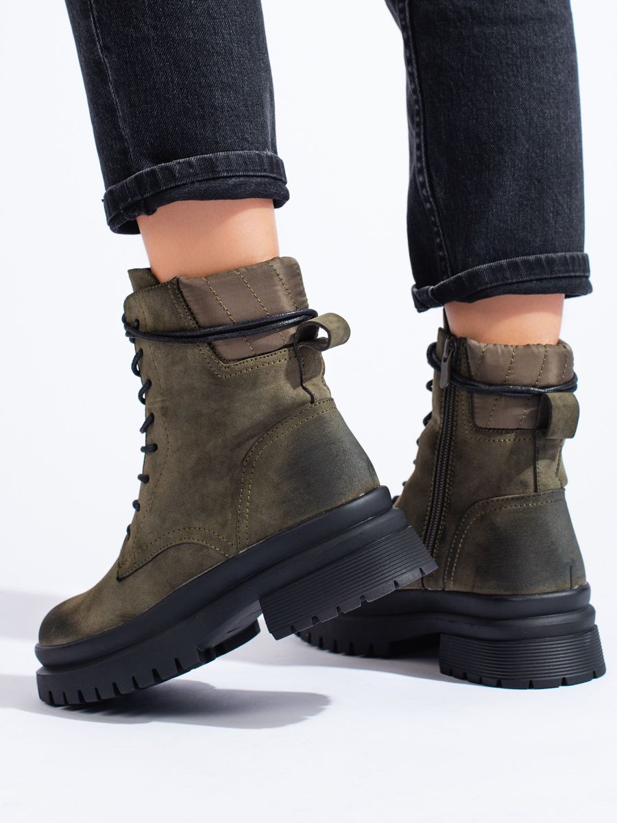 Stivali da donna in camoscio kaki