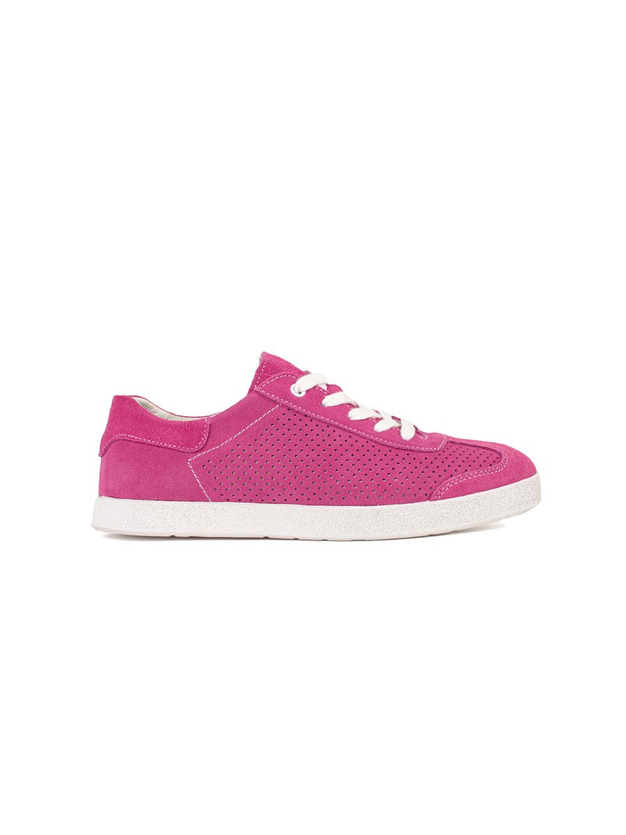 Sneakers rosa traforati in pelle naturale