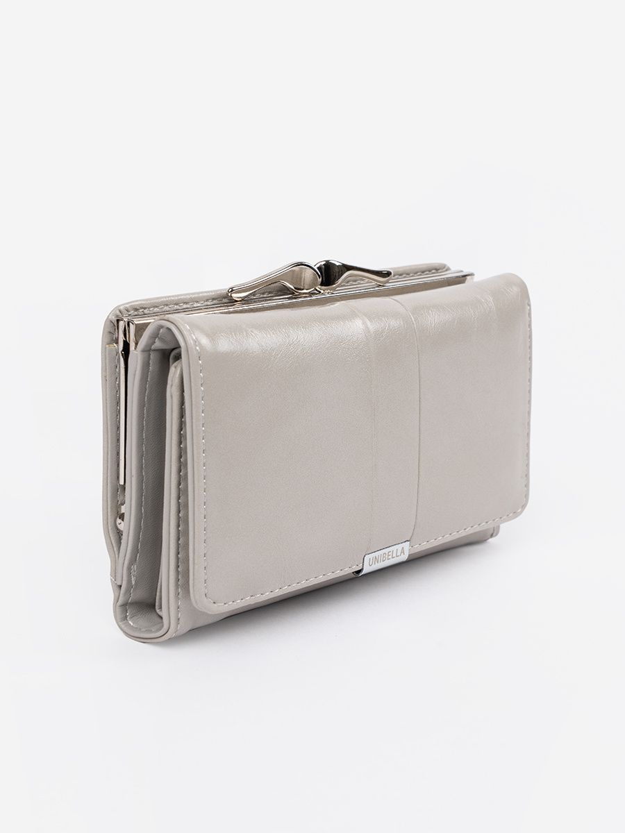 Elegante portafoglio grigio in ecopelle