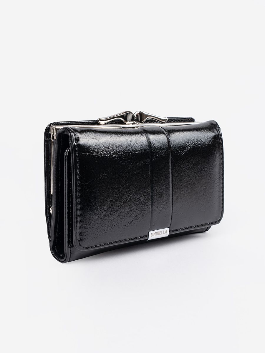 Elegante portafoglio nero in ecopelle