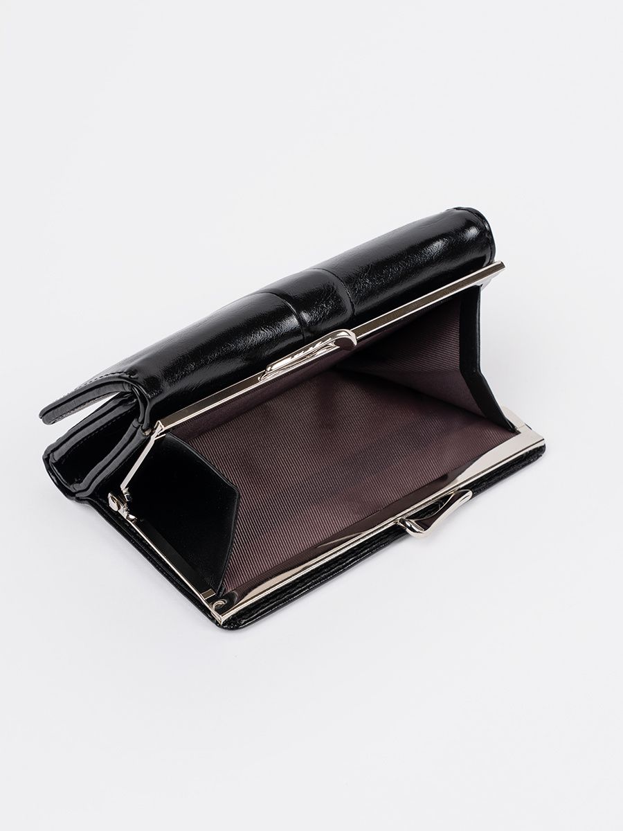 Elegante portafoglio nero in ecopelle