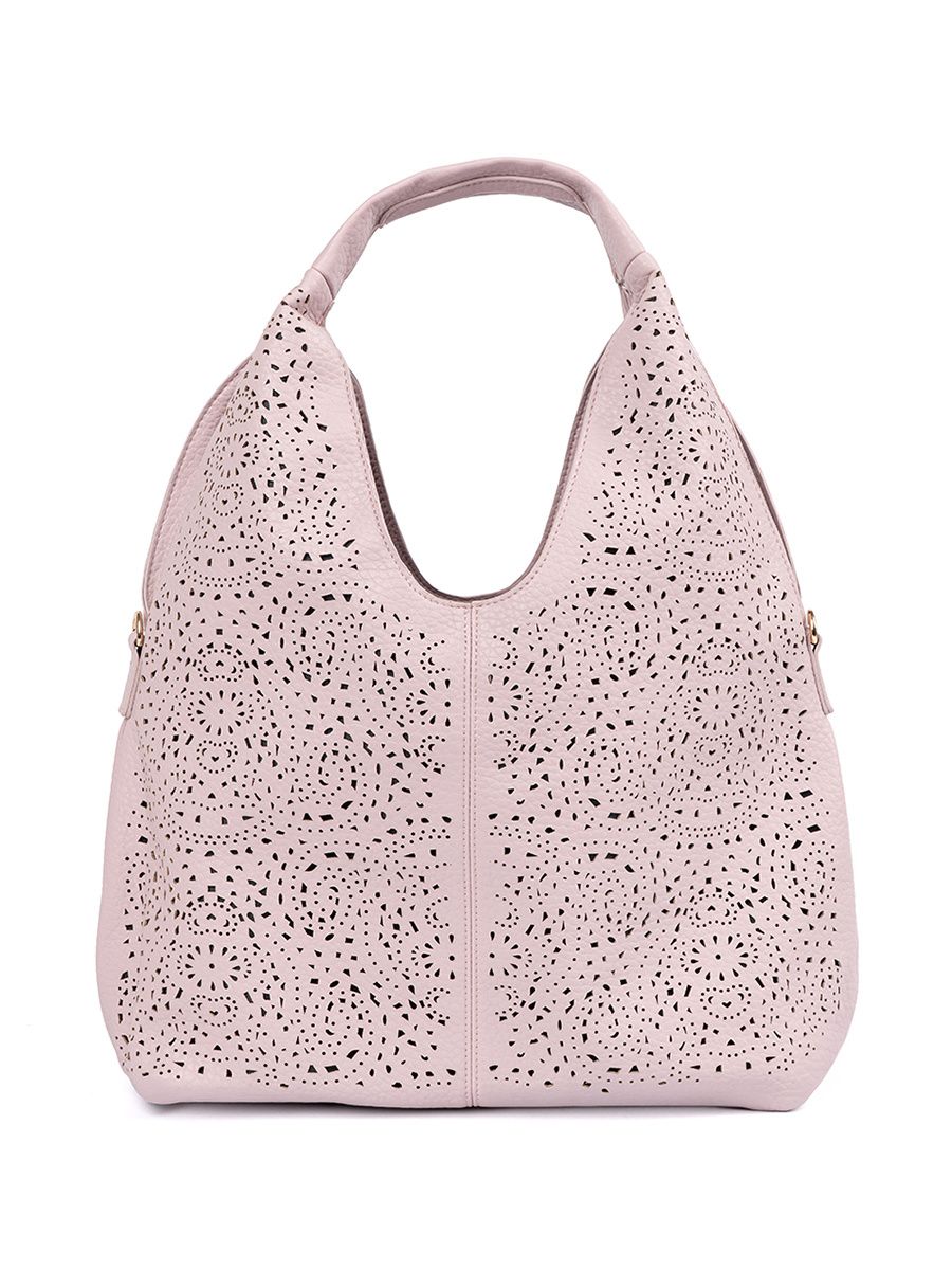 Borsa a spalla rosa perforata