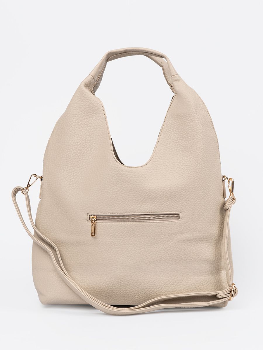 Borsa a spalla beige traforata