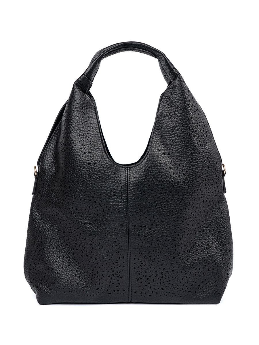 Borsa nera perforata a spalla