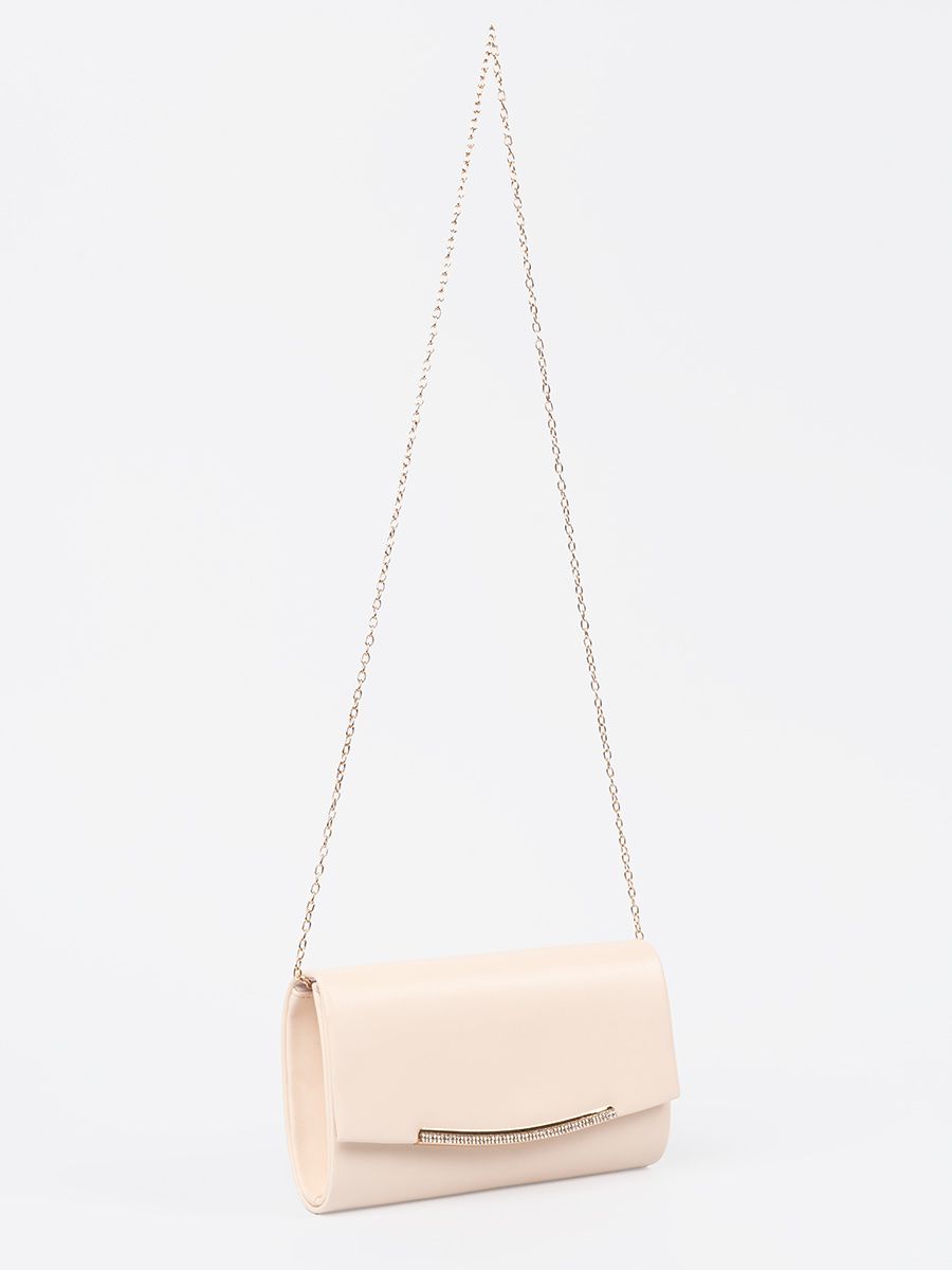 Clutch beige chiaro con catena