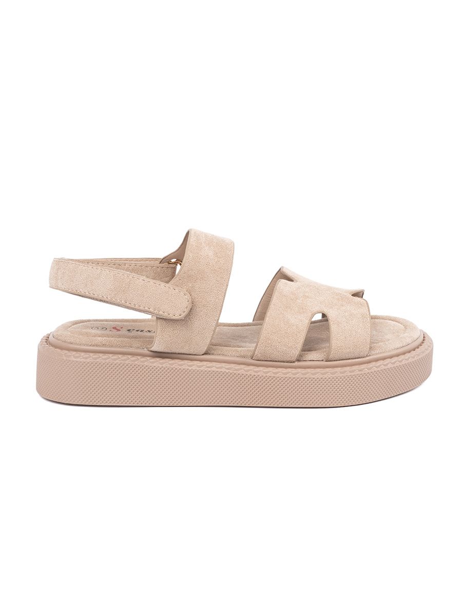 Sandali beige con plateau e ritagli
