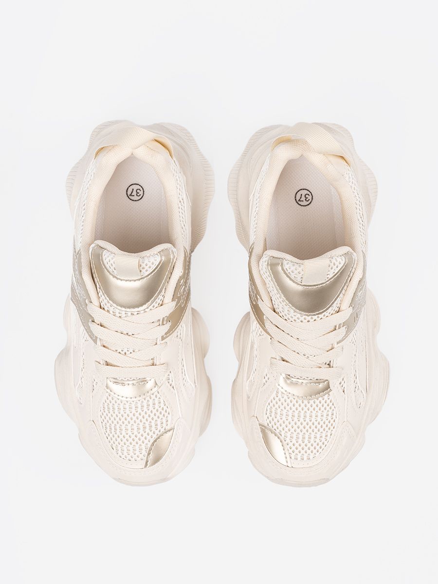 Sneakers Beige Chiaro con Suola Spessa