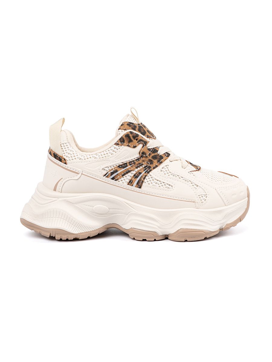 Sneakers con suola spessa in stampa leopardata