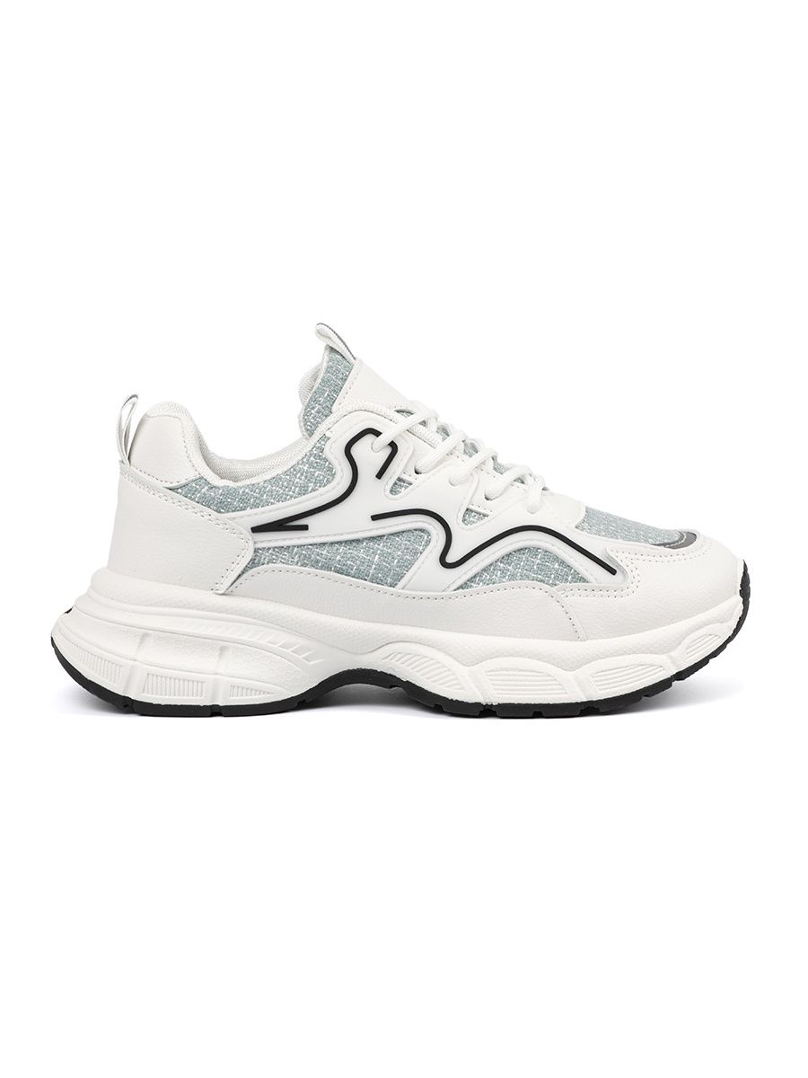 Sneakers bianche-verdi con inserti decorativi