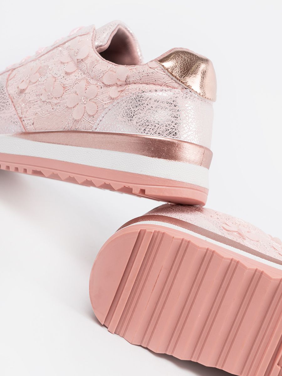 Sneakers rosa con motivo floreale