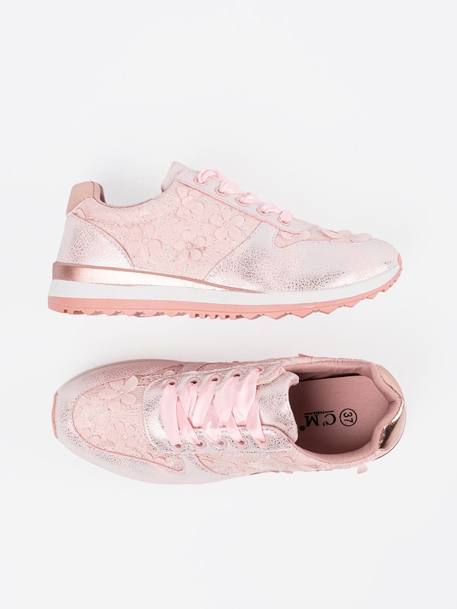Sneakers rosa con motivo floreale