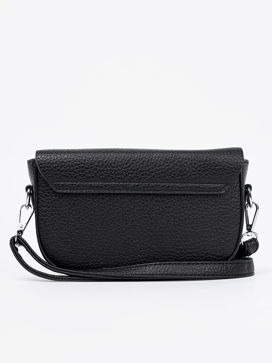 Elegante borsa nera con chiusura decorativa