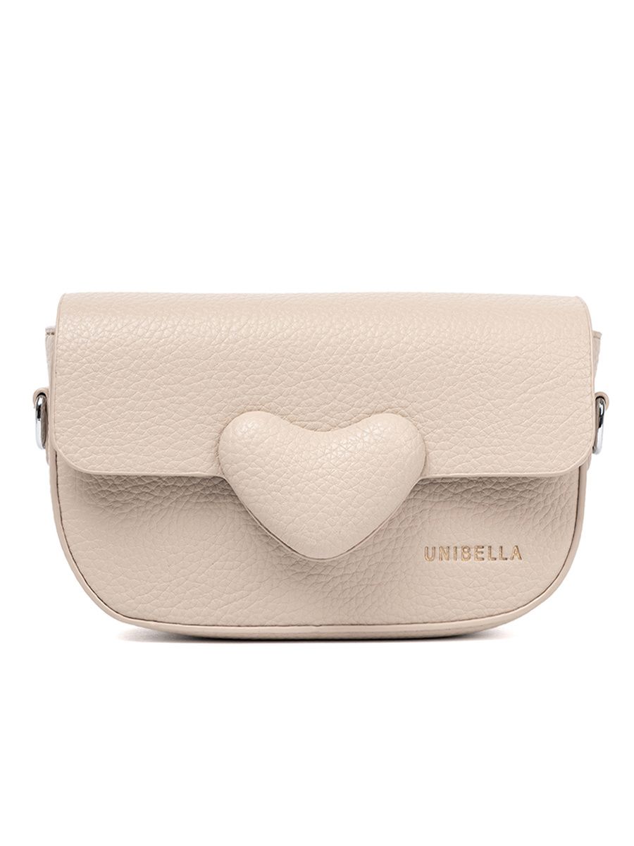 Elegante borsa beige a tracolla con cuore decorativo