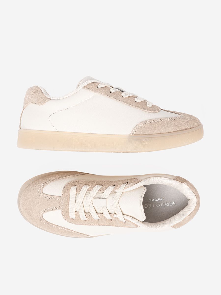 Sneakers bianche-beige da donna