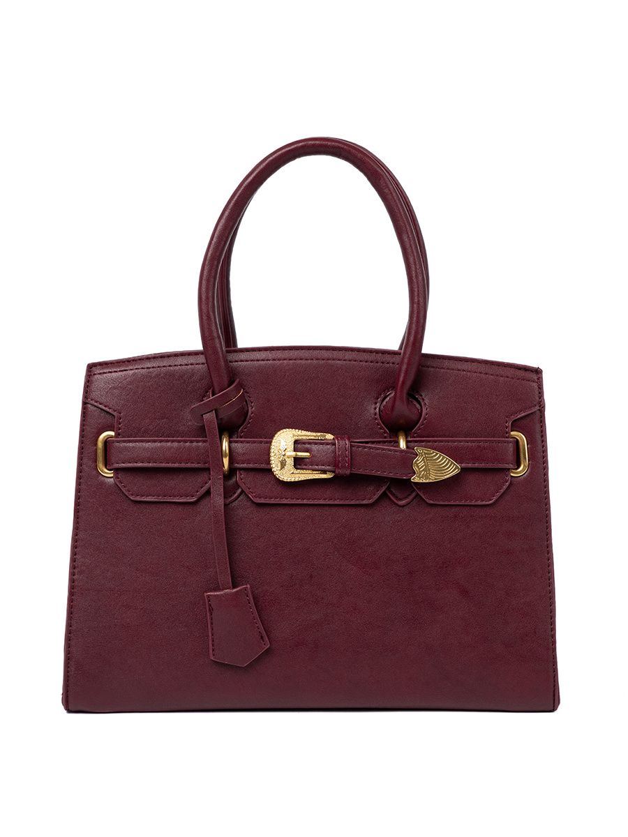 Borsa bordeaux con fibbia decorativa dorata