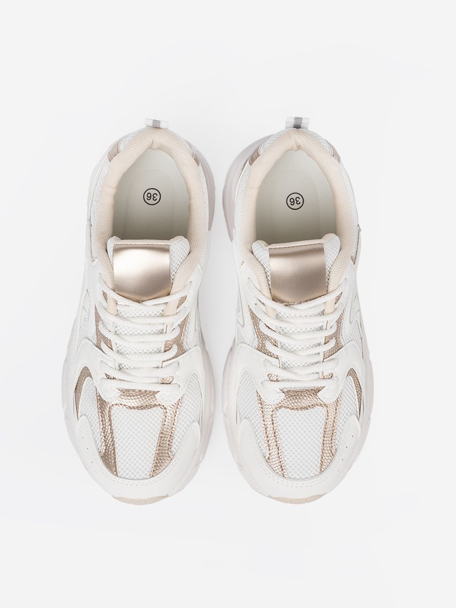 Sneakers bianchi con dettagli beige-oro