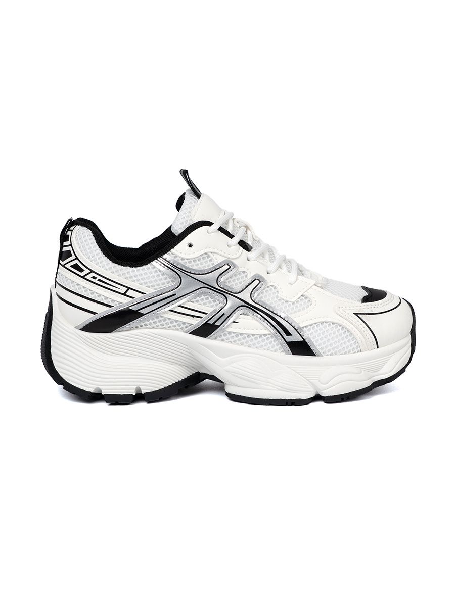 Sneakers bianche e nere comode con rete