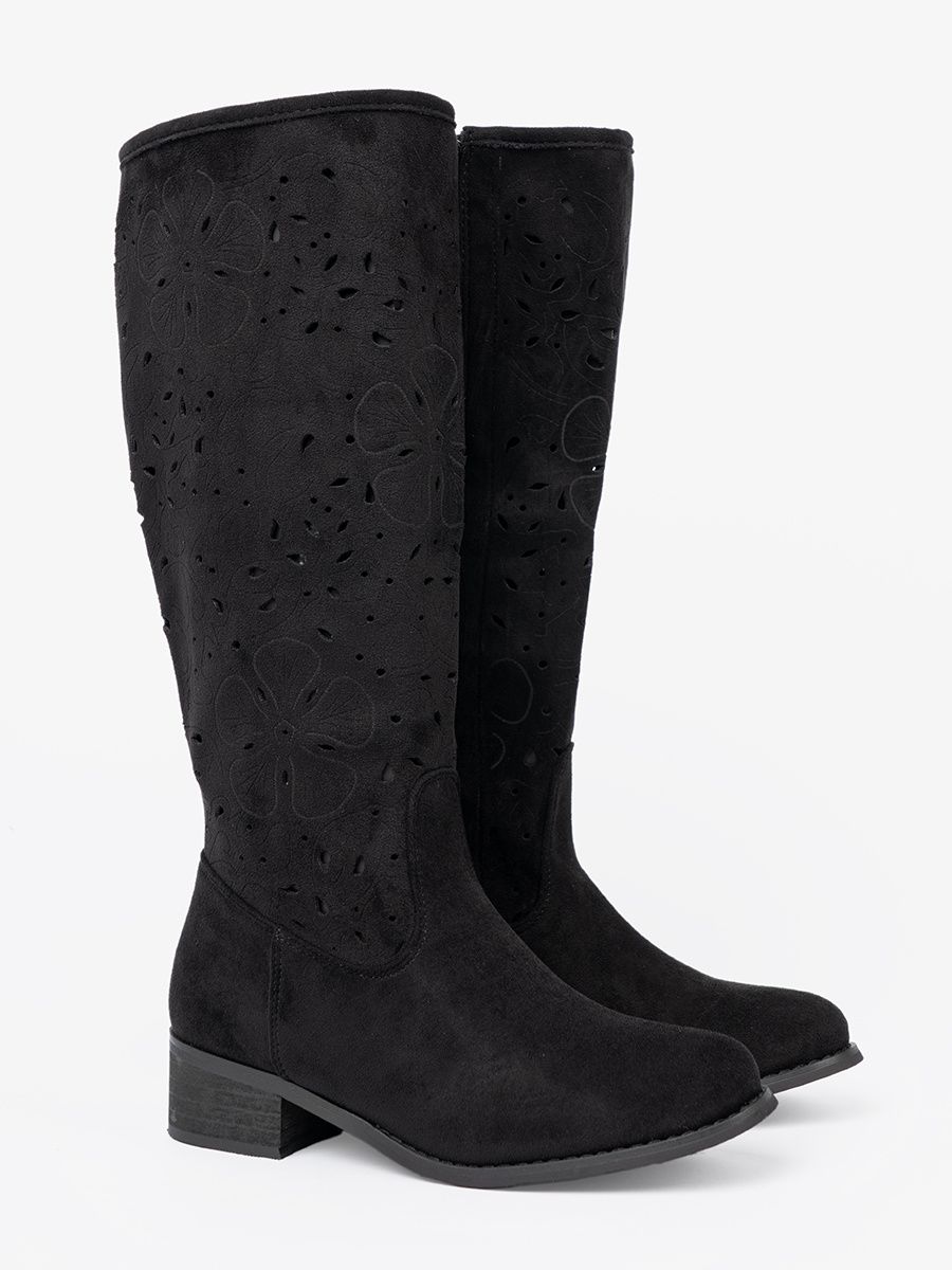 Stivali neri in suede sopra il ginocchio
