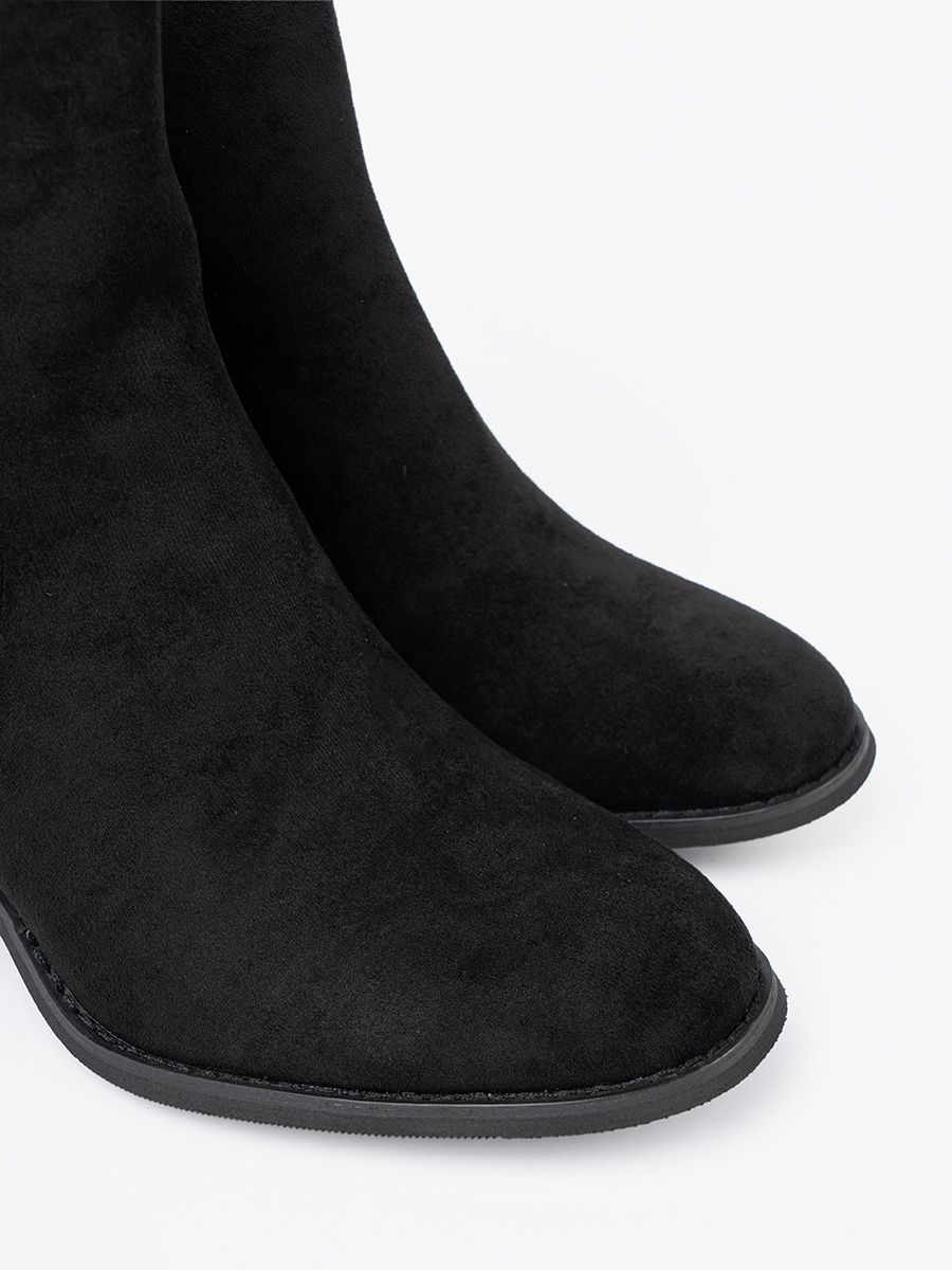 Stivaletti neri in suede con tacco a blocco