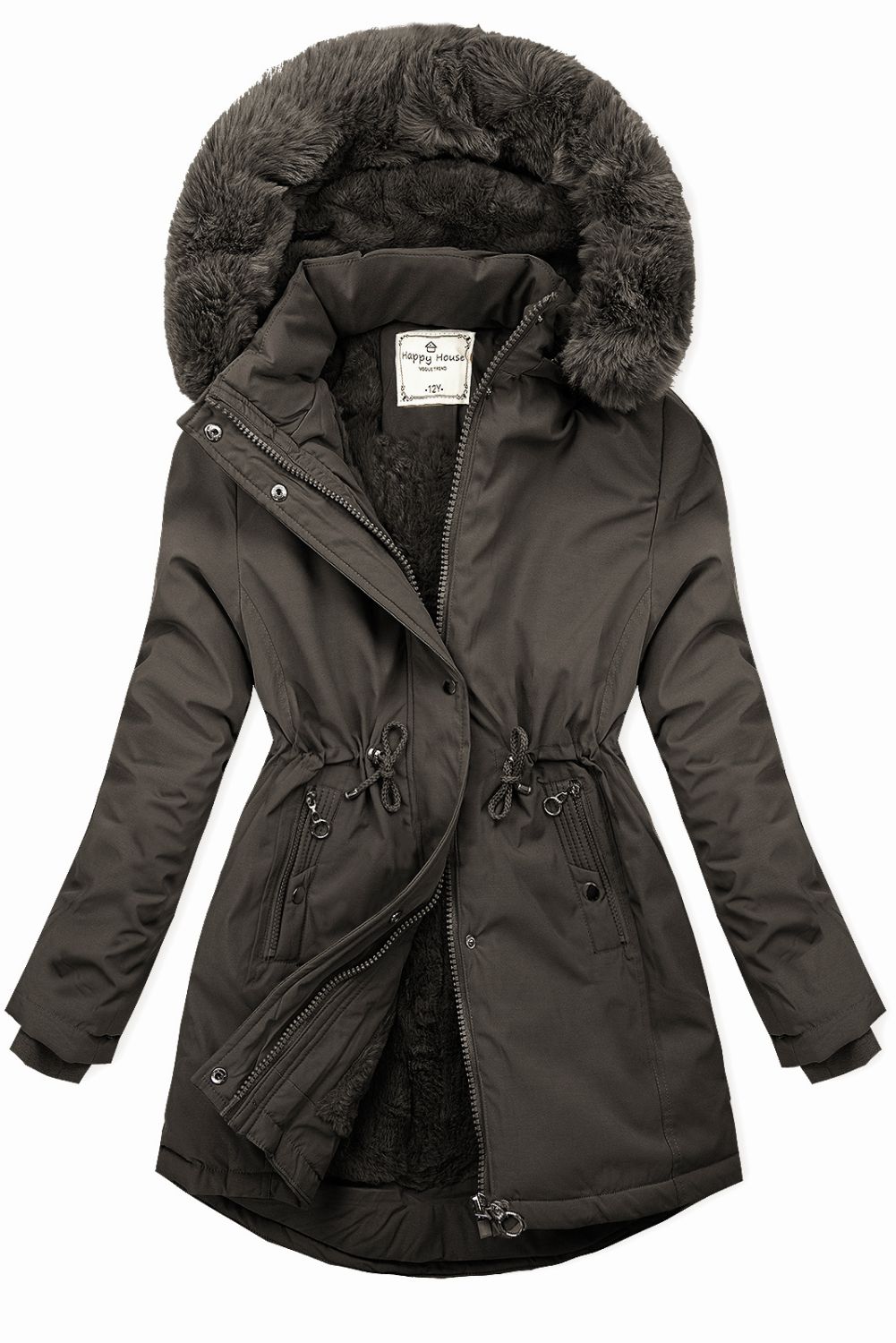 Parka kaki per bambini con pelliccia