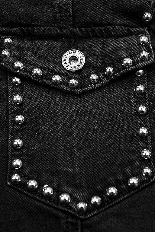 Gonna jeans nera con borchie argento