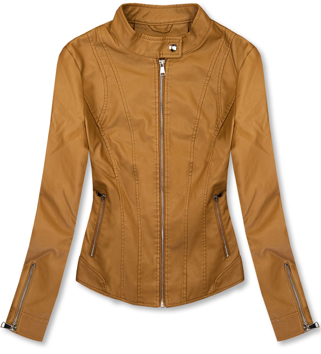 Giacca basic in similpelle marrone cammello