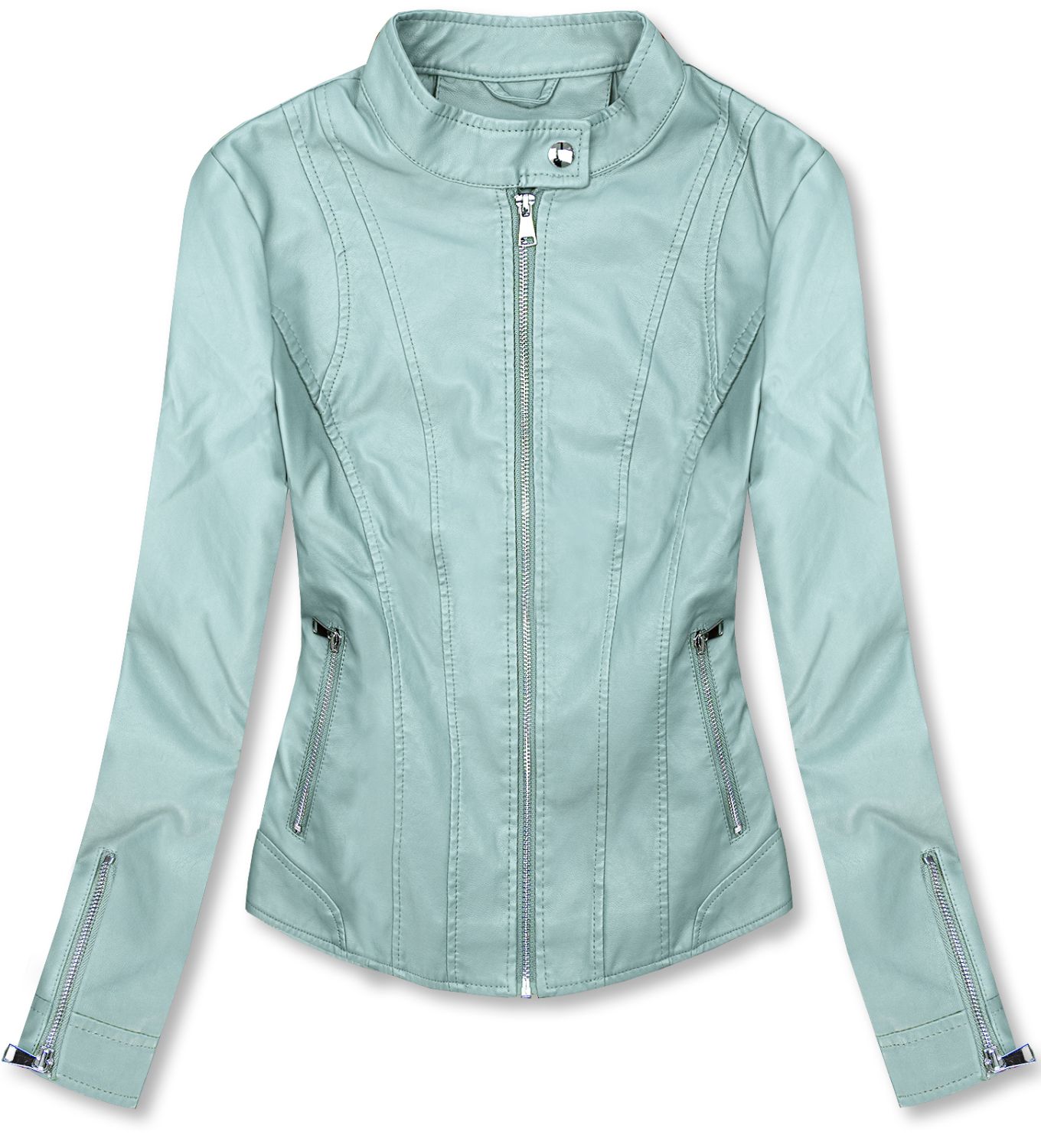 Giacca basic in similpelle baby blue