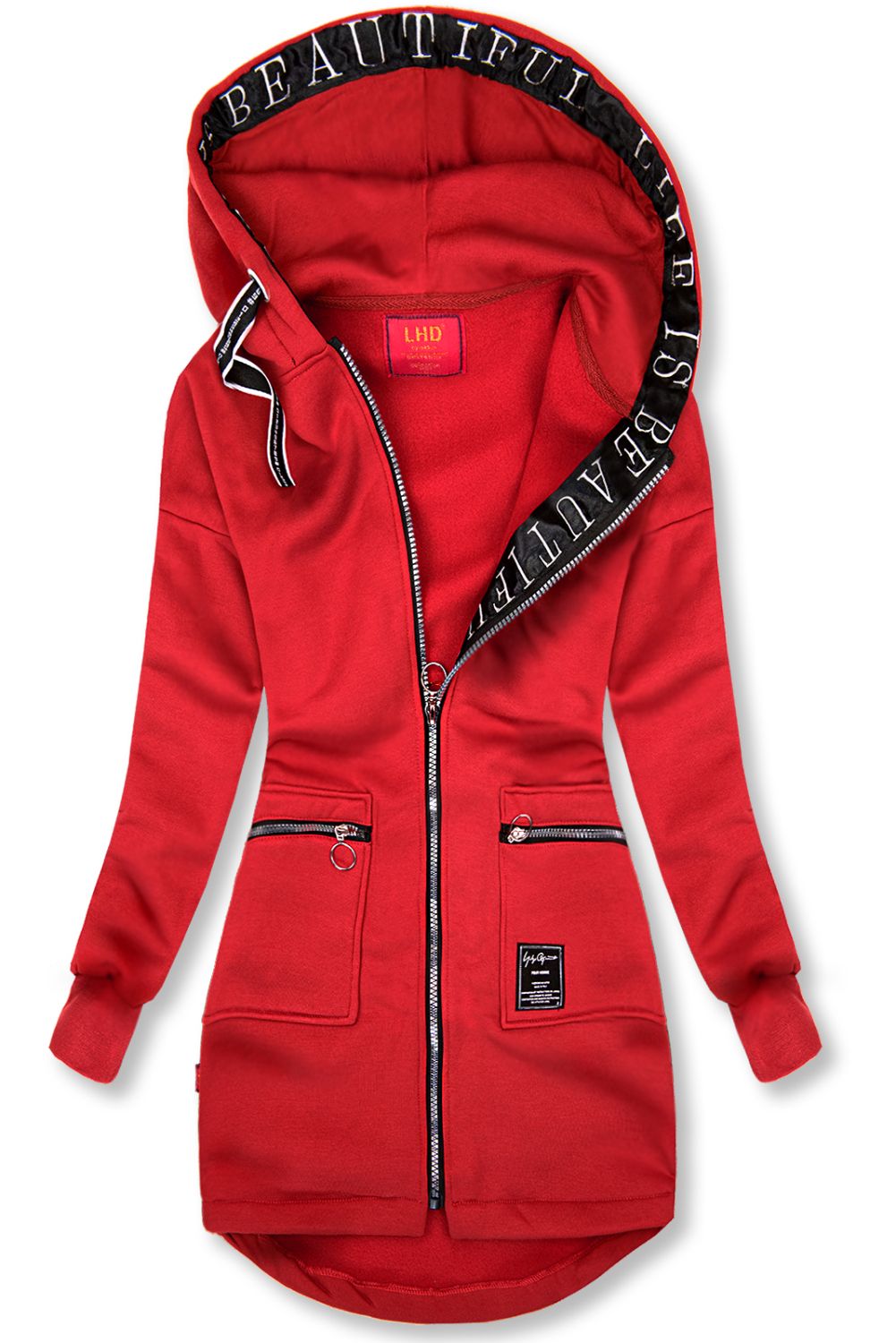 Felpa sportiva allungata rossa
