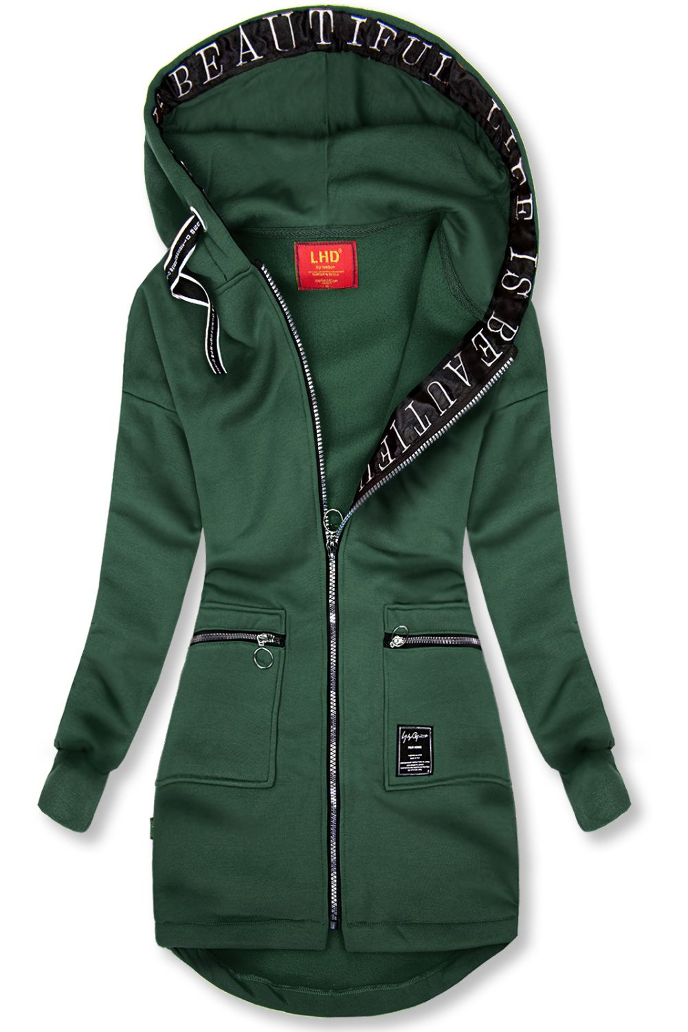 Felpa sportiva allungata verde smeraldo