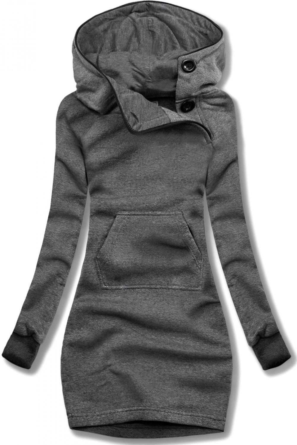 Felpa grigio scuro con tasca frontale